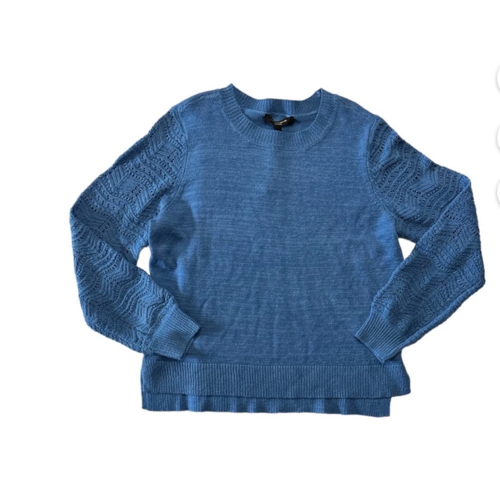 Christian Siriano New York Women's Long Sleeve Crewneck Pointelle Sweater